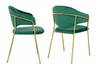 Krzesła tapicerowane welurem Naomi / złote nogi, zielone krzesła welurowe naomi