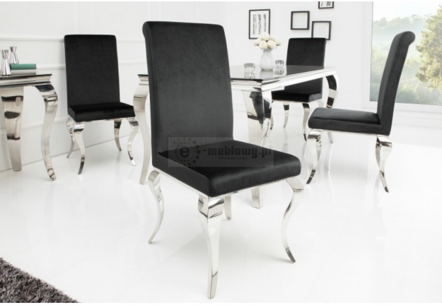 Czarne krzesła w stylu glamour Barock