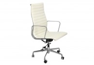 Skórzany fotel biurowy Angus - biały i czarny, skórzane fotele gabinetowe, biały fotel do biura