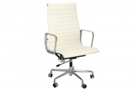 Skórzany fotel biurowy Angus - biały i czarny, skórzane fotele gabinetowe, biały fotel do biura