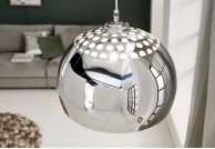 srebrny żyrandol, lampa wisząca Chrome Ball, oświetlenie do salonu, oświetlenie do jadalni , nowoczesny żyrandol srebrny