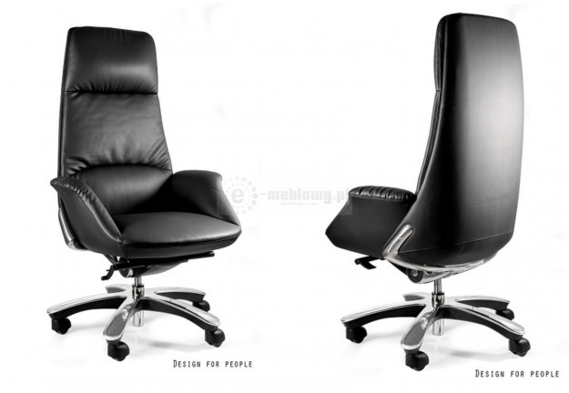 Czarny fotel gabinetowy Patron - skóra naturalna, skórzane fotele gabinetowe patron