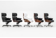 Skórzany fotel biurowy Lounge Gubernator czarny / orzech