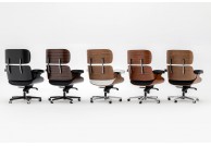 Skórzany fotel biurowy Lounge Gubernator biały / orzech, białe fotele biurowe