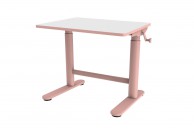 Różowe biurko z regulacją na korbę Pilar, biurka do pokoju dziecka pilar, biurka dziecięce
