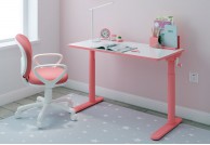 Różowe biurko z regulacją na korbę Pilar, biurka do pokoju dziecka pilar, biurka dziecięce