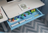 Biurko z półką do pokoju dziecka Cruze - niebieskie, biurko dla dzieci z półką, biurko dla dziecka z szufladą
