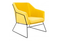 Fotel tapicerowany welurem Emma Velvet - żółty, fotel żółty z weluru Emma Velvet