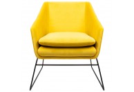 Fotel tapicerowany welurem Emma Velvet - żółty, fotel żółty z weluru Emma Velvet