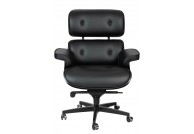Skórzany fotel biurowy Lounge Gubernator czarny / czarny jesion