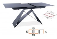 Stół rozkładany, czarny 120-160 cm Vagar, stoły rozkładane 120-160 cm Vagar