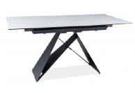 Stół rozkładany, biały blat + czarny 120-160 cm Vagar, stół z marmurowym blatem vagar