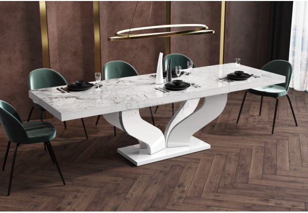 Rozkładany stół do salonu viva, stół z blatem marmurowym viva