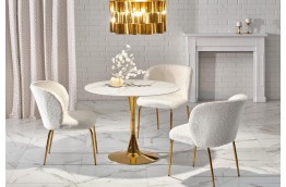Stół okrągły na złotej nodze 90 cm Casemiro, stół w stylu glamour Casemiro