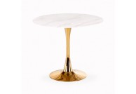 Stół okrągły na złotej nodze Casemiro / efekt marmuru, stół okrągły casemiro
