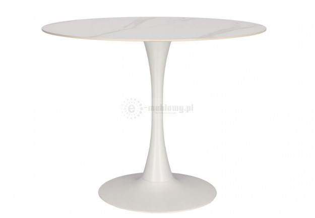 Stół okrągły 90 cm Skinny Premium Stone - czarny i biały, stół okrągły marmur skinny