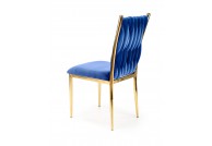 Krzesło na złotych nogach z tkaniny velvet konami, krzesło granatowe ze złotymi nogami