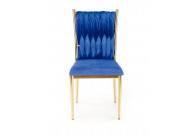 Krzesło na złotych nogach z tkaniny velvet konami, krzesło granatowe ze złotymi nogami