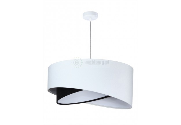 Lampa wisząca asymetryczna biało - czarna Aba, biało czarny żyrandol do salonu