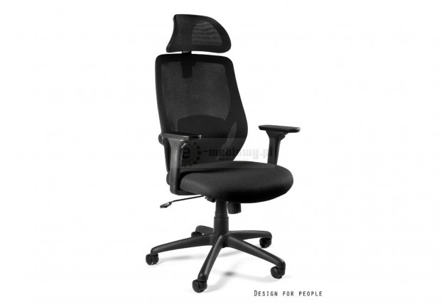 Czarny fotel ergonomiczny Chester, fotel biurowy czarny chester, czarne fotele biurowe