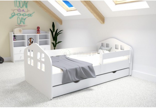 Łóżko dla dziecka MIni House z szufladą, łóżko dziecięce z barierką, łózka dla dzieci tanie