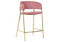 Krzesło barowe na złotych nogach Delta, hokery barowe z weluru Delta