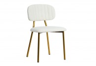 Białe krzesło tapicerowane tkaniną boucle Fabiola / złote nogi