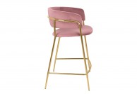 Krzesło barowe na złotych nogach Delta, hokery barowe z weluru, hokery złote nogi