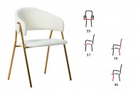 Białe krzesło tapicerowane tkaniną boucle Verso / złote nogi, krzesła do jadalni verso, krzesła białe