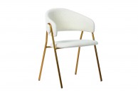 Białe krzesło tapicerowane tkaniną boucle Verso / złote nogi, krzesła do jadalni verso, krzesła białe
