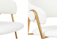 Białe krzesło tapicerowane tkaniną boucle Verso, krzesła do jadalni białe verso