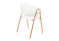 Białe krzesło tapicerowane tkaniną boucle Verso, krzesła do jadalni białe verso