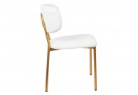 Białe krzesło tapicerowane tkaniną boucle Fabiola / złote nogi, krzesła białe boucle fabiola