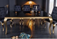 Stół w stylu glamour 180 cm czarny + złoty Modern Barok, stół szklany czarno złoty barok