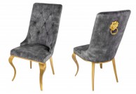 Krzesło w stylu glamour z aksamitu Modern Barok, krzesła z głową lwa Modern Barok
