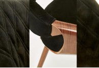 Krzesło z tkaniny velvet, sklejki oraz litego drewna carmel, krzesła do jadalni, krzesła carmel