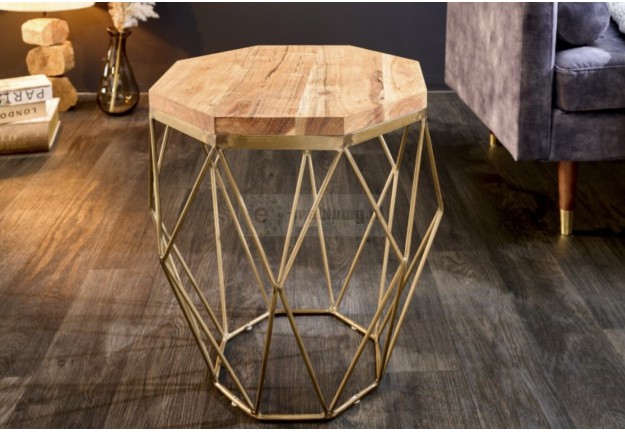 Stolik kawowy z drewnianym blatem 50x50x50 cm diamond, stoliki kawowe drewniane, stolik do salonu