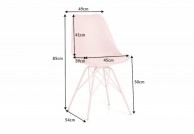 Krzesło różowe z tworzywa i ekoskóry Astrid, krzesło do toaletki różowe astrid