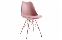 Krzesło różowe z tworzywa i ekoskóry Astrid