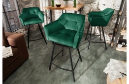 Krzesło barowe zielone z aksamitu Euphoria