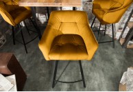 Krzesło barowe żółte z aksamitu Euphoria, krzesła barowe żółte, hokery 100 cm,