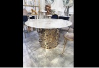 stół na złotej nodze, stół z marmurowym blatem, stół glamour jasmine, stoły okragłe 135 cm