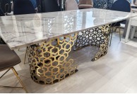 Stół na złotej nodze 200 x 100 cm Jasmine, duże stoły, szerokie stoły, stół glamour