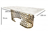 Stół na złotej nodze 200 x 100 cm Jasmine, duże stoły, szerokie stoły, stół glamour