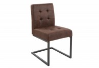 krzesła na płozach brązowy vintage Rider, krzesła z mikrofibry, krzesła vintage