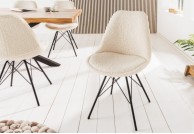 Krzesła tapicerowane z tkaniny boucle Reya, krzesła kremowe boucle
