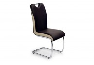 krzesło, krzesła, krzesło do jadalni, krzesło do salonu, krzesło ekoskóra, ciemny brąz,champagne,chromowane