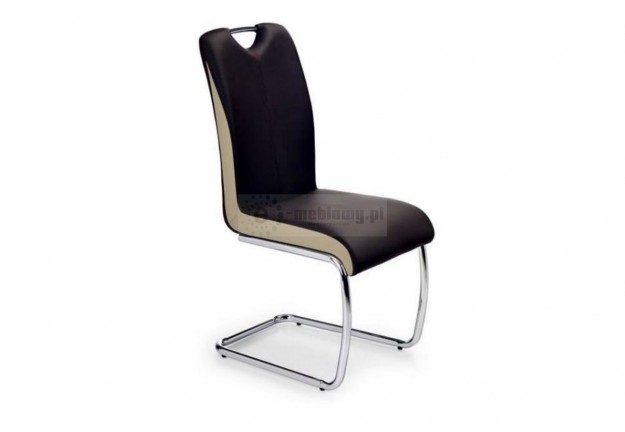 krzesło, krzesła, krzesło do jadalni, krzesło do salonu, krzesło ekoskóra, ciemny brąz,champagne,chromowane