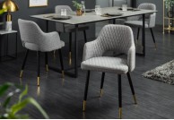 szare krzesła tapicerowane tkaniną paris, szare krzesła do salonu paris