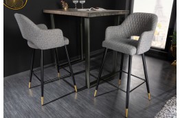 Krzesła barowe szare z tkaniny strukturalnej Paris